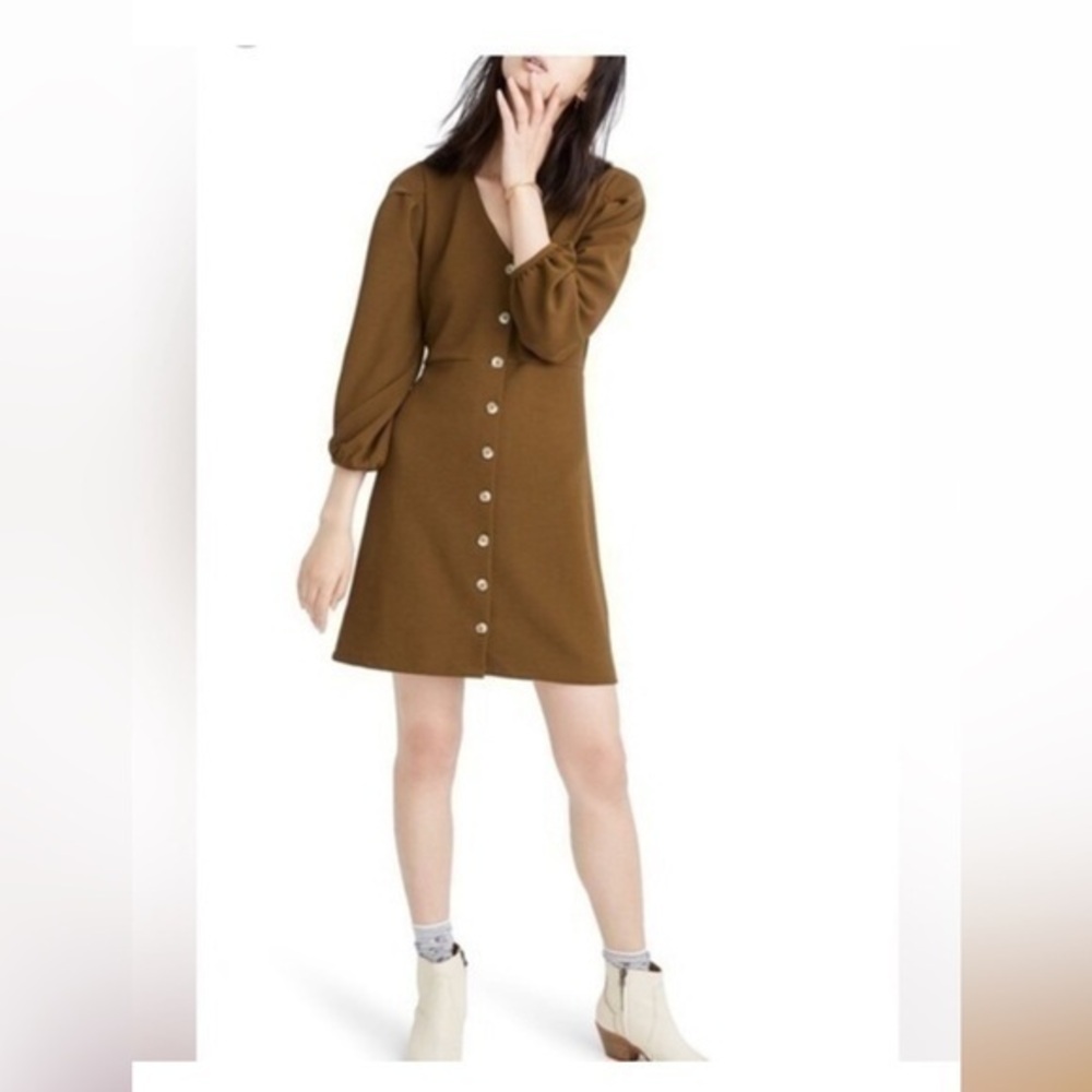 Madewell Texture & Thread Crepe Balloon Sleeve Dress